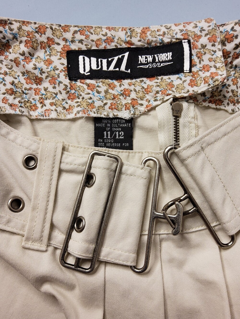 Quizz New York Vintage Cream Pleated Mini Skirt with Belted Waist - Picture 7 of 8